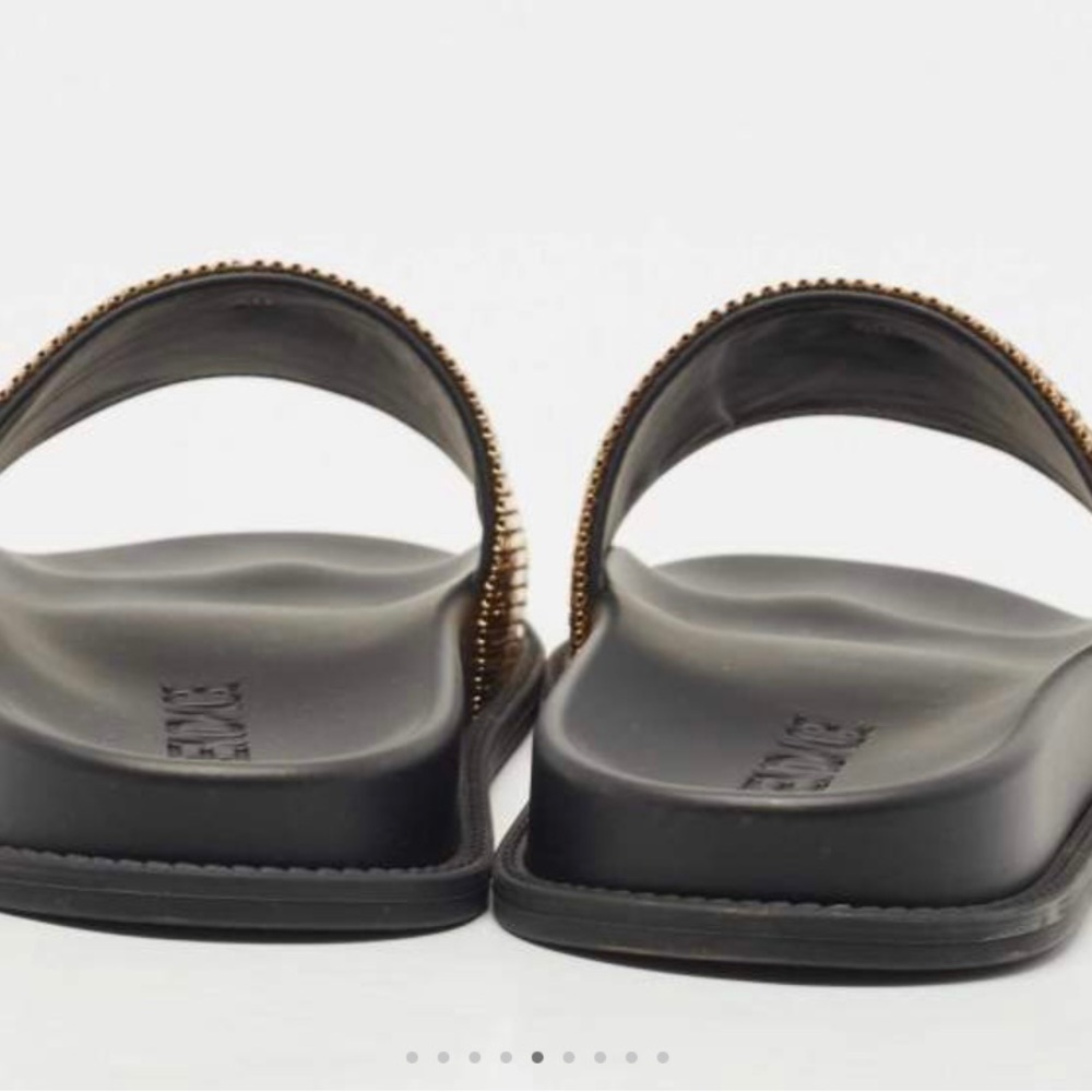 NWT FENDI NIB BLK/GOLD METAL MESH LOGO POOL SLIDES MADE IN ITALY 39EU 8.5 - Picture 5 of 14